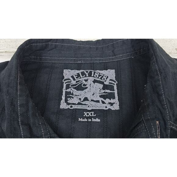 Ely Cattleman Shirt Mens 2XL Blk Western VTG Snap Long Sleeve w/Floral Design - Picture 3 of 11